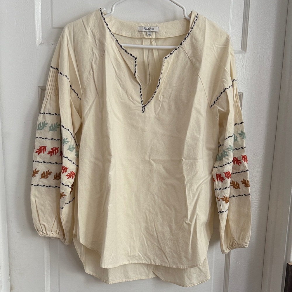 Madewell Embroidered Cream Blouse